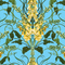 Forbidden Foxglove Wallpaper in Turquoise and Yellow