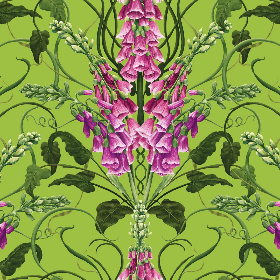 Forbidden Foxglove Wallpaper in Lime and Purple