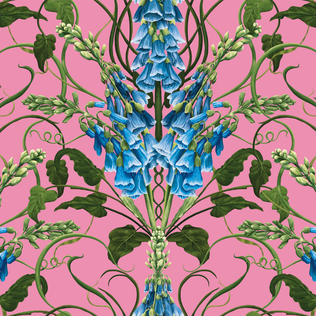 Forbidden Foxglove Wallpaper in Pink and Blue