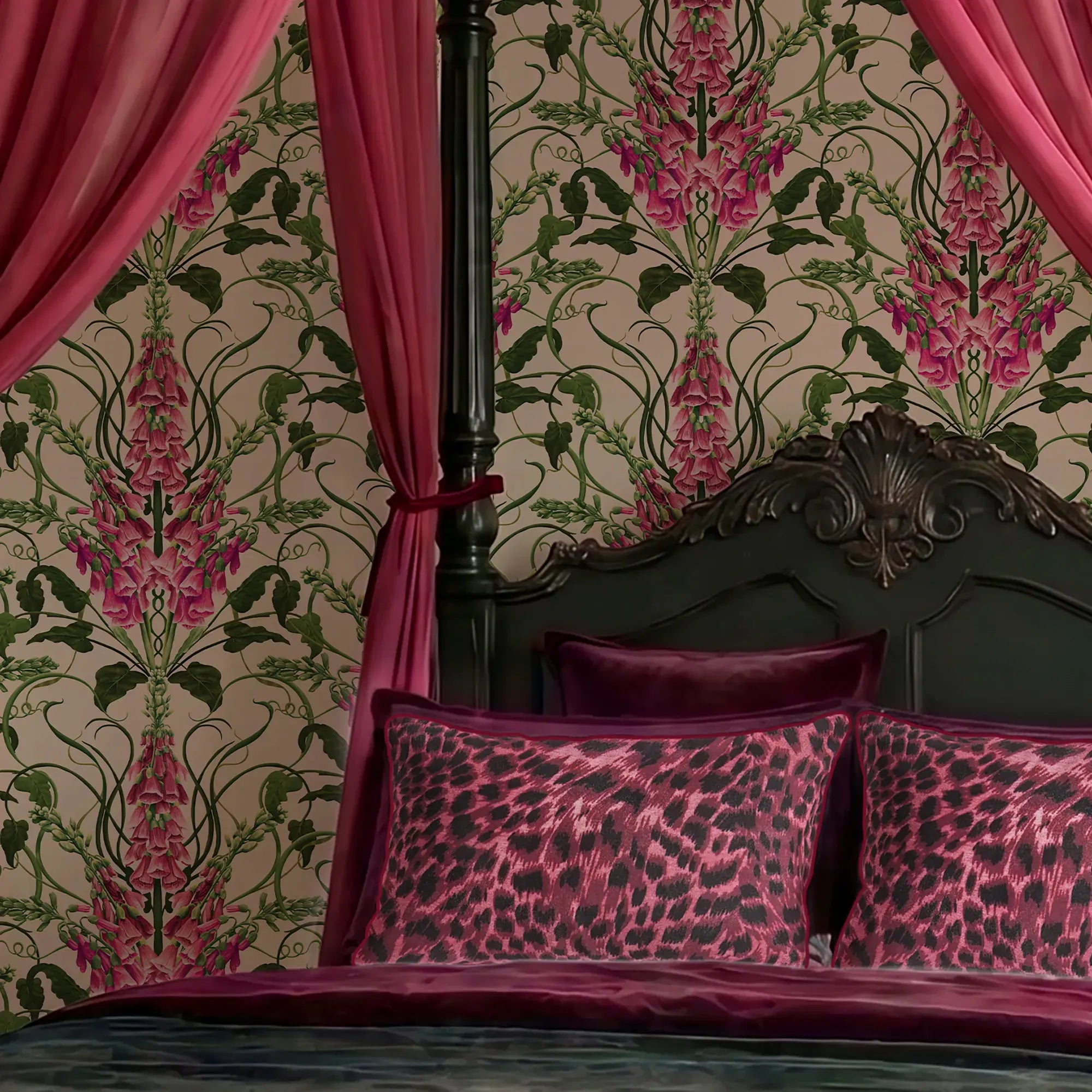 Forbidden Foxglove Wallpaper in Cream and Pink