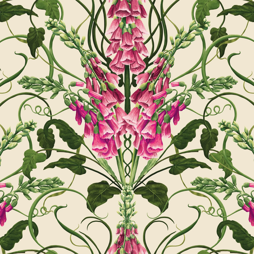 Forbidden Foxglove Wallpaper in Cream and Pink