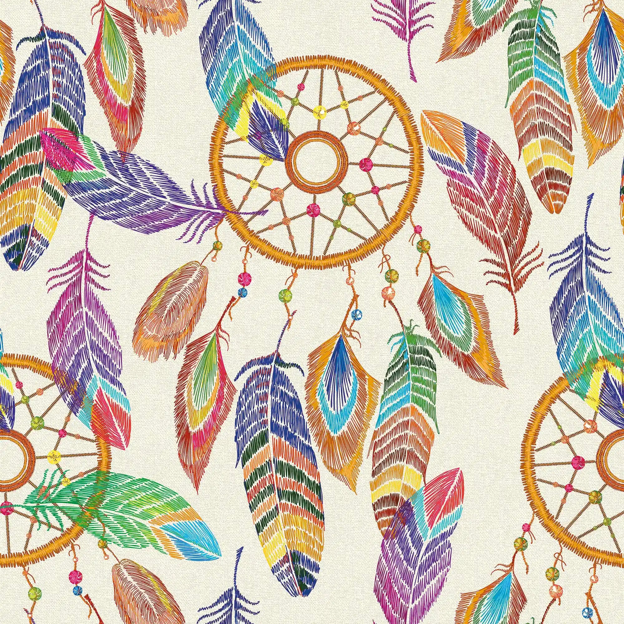 Dreamcatcher Wallpaper in Multicoloured on Cream