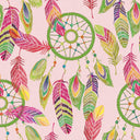 Dreamcatcher Wallpaper in Multicoloured on Sweet Pink