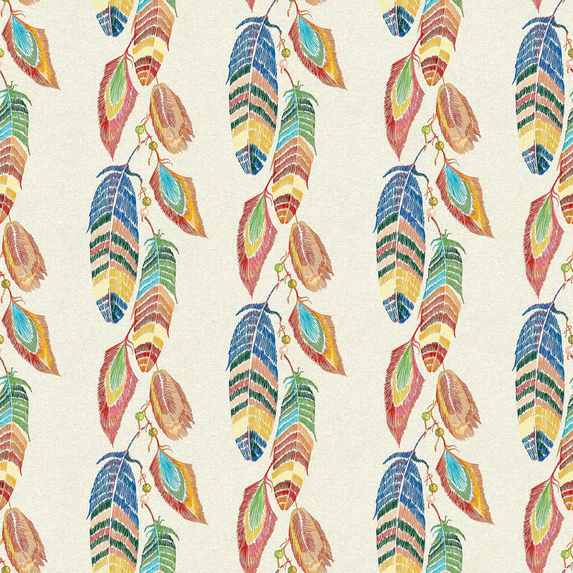 Soft Ladder Wallpaper in Multicoloured on Cream