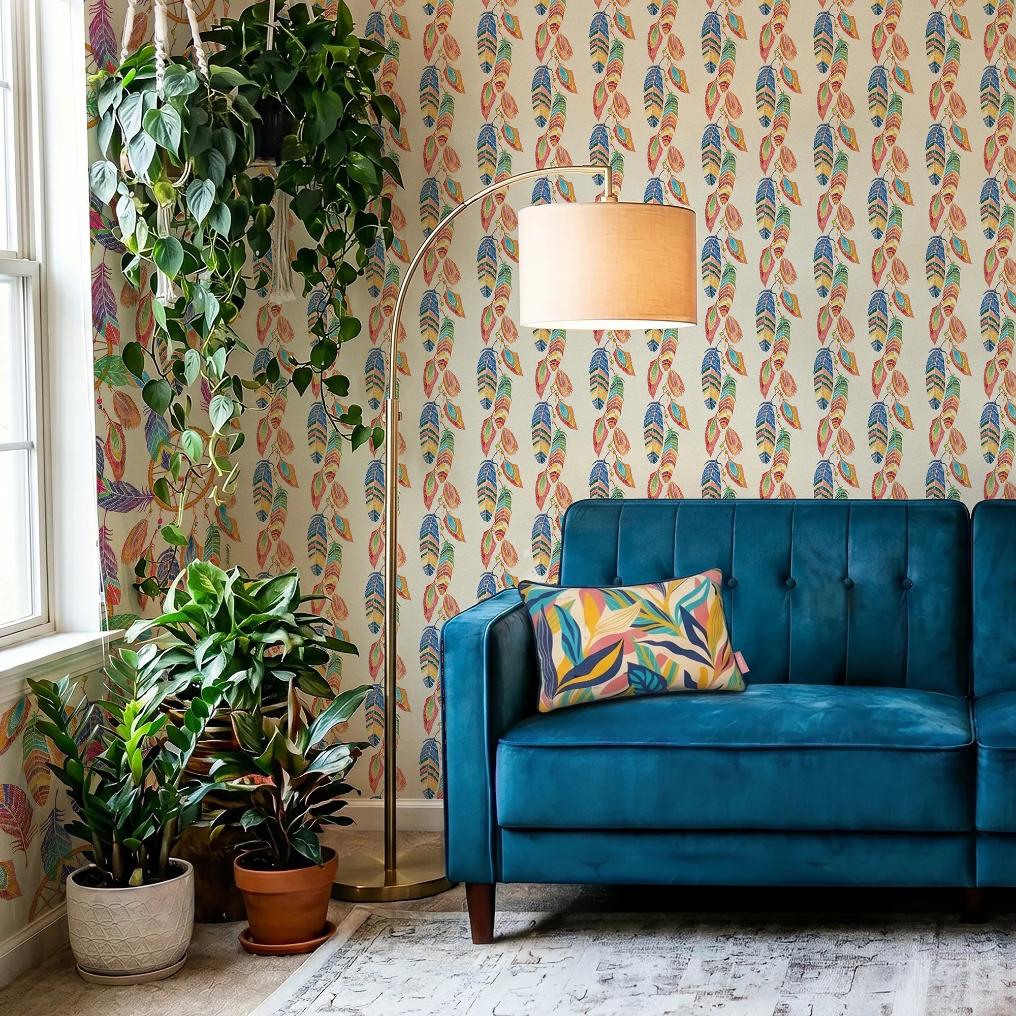 Soft Ladder Wallpaper in Multicoloured on Cream