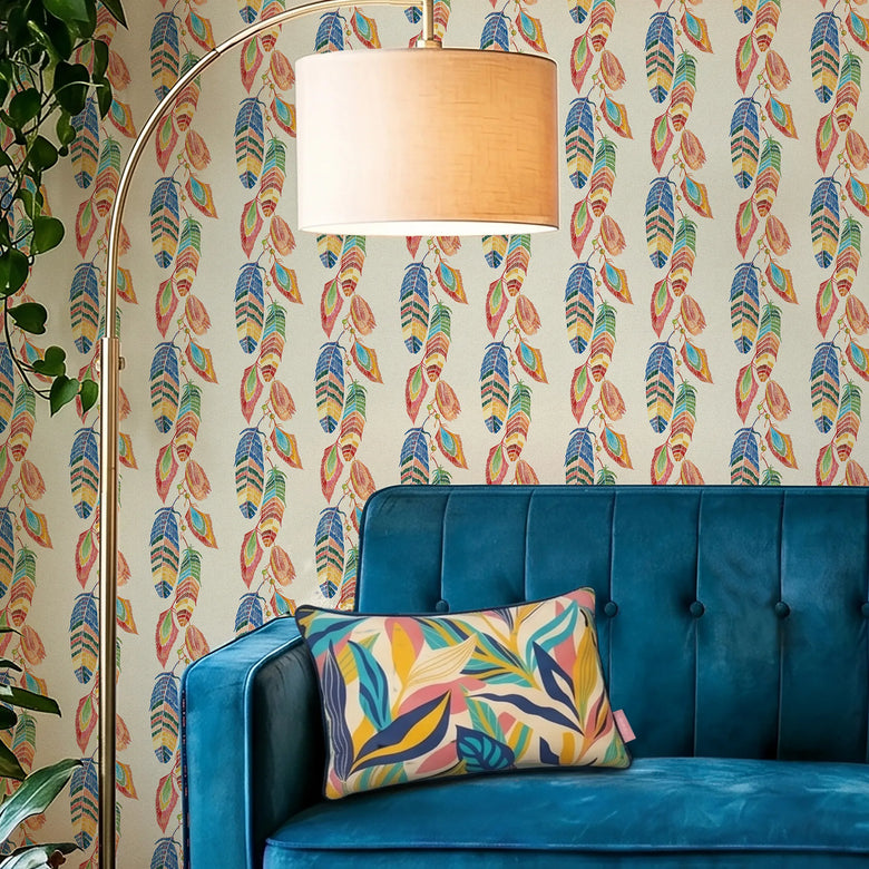 Soft Ladder Wallpaper in Multicoloured on Cream