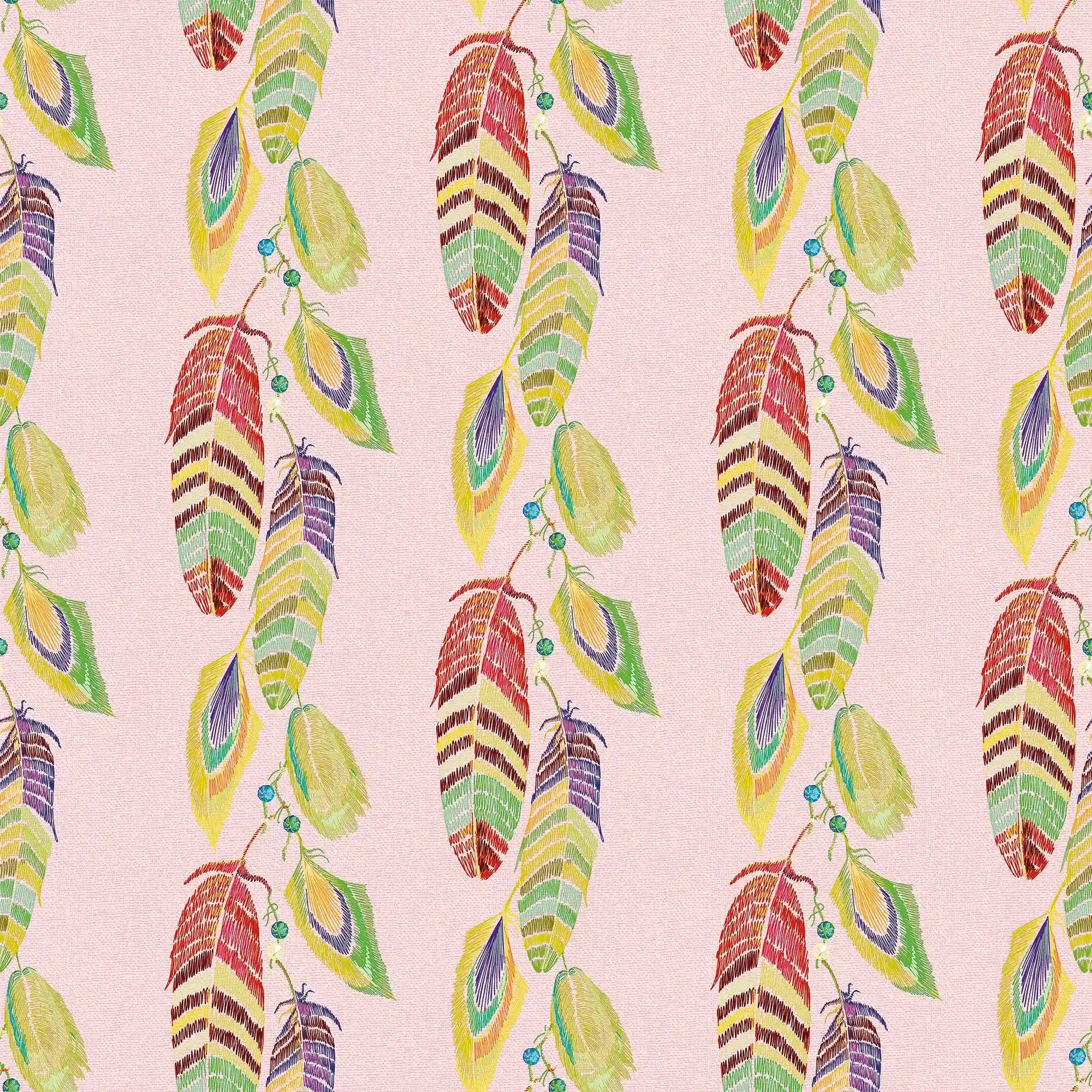 Soft Ladder Wallpaper in Multicoloured on Sweet Pink
