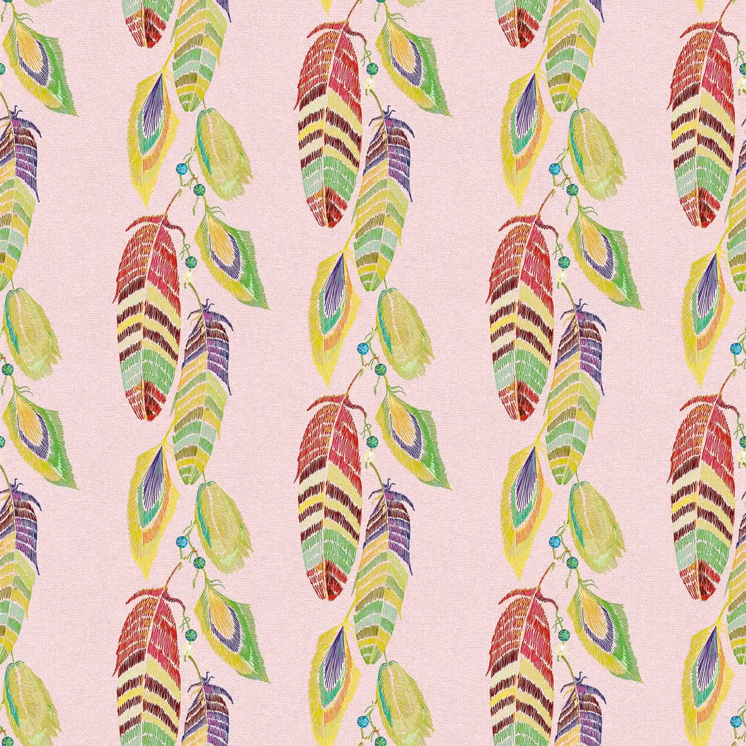 Soft Ladder Wallpaper in Multicoloured on Sweet Pink