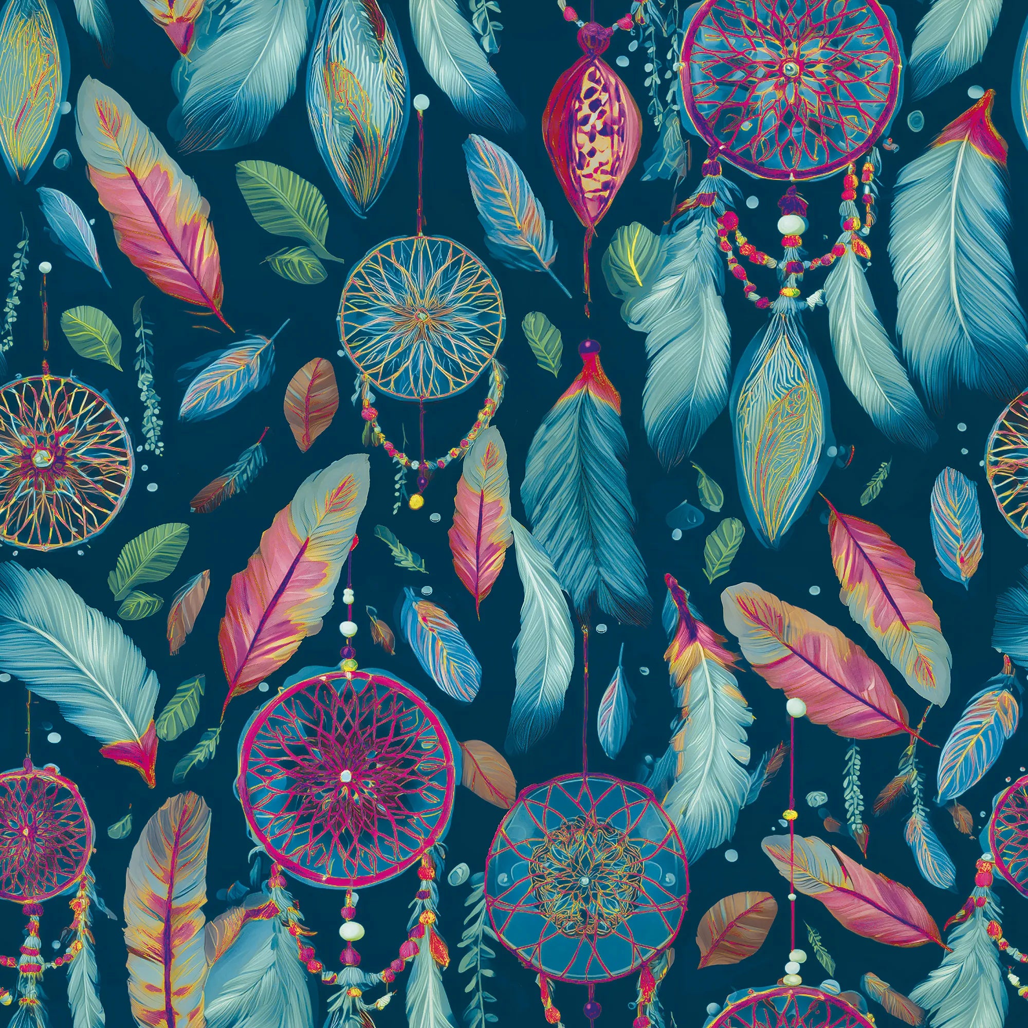 Midnight Dreams Wallpaper in Midnight Navy and Pink
