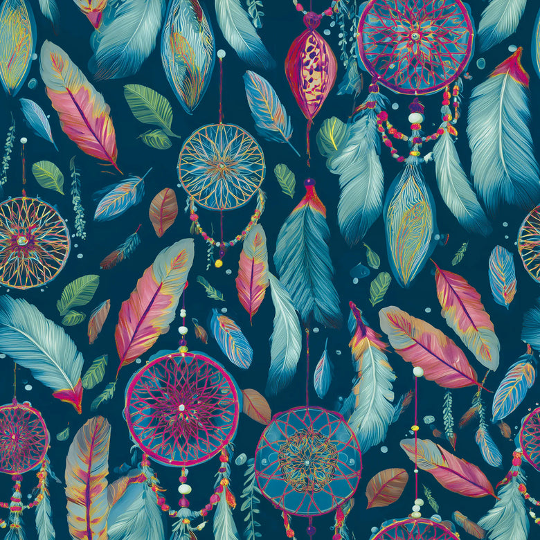 Midnight Dreams Wallpaper in Midnight Navy and Pink