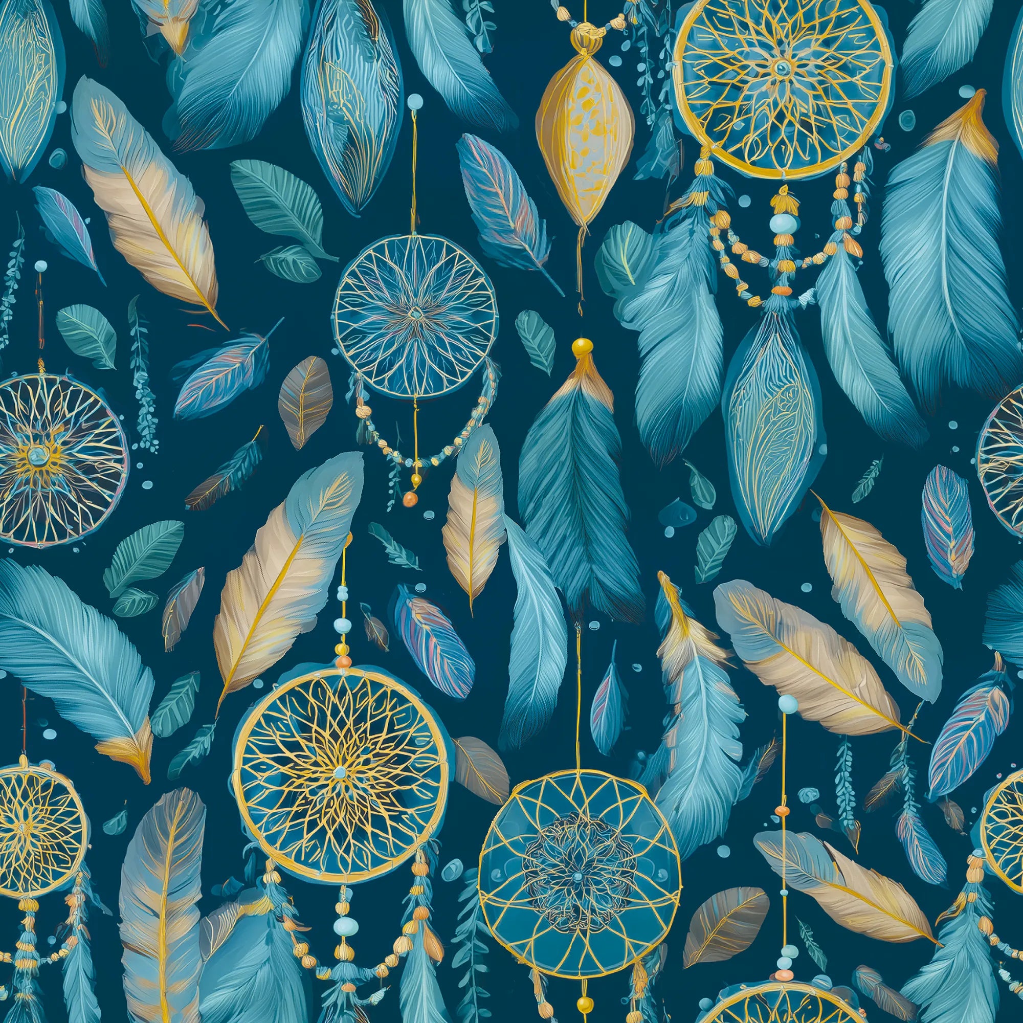 Midnight Dreams Wallpaper in Midnight Navy and Yellow