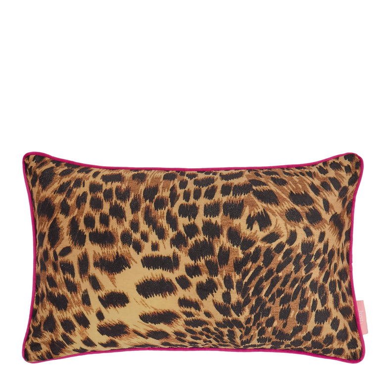 Lady Leopard Bolster Cushion in Authentic Brown and Black