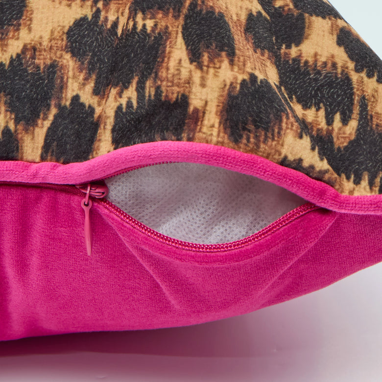 Lady Leopard Square Cushion in Authentic Brown and Black