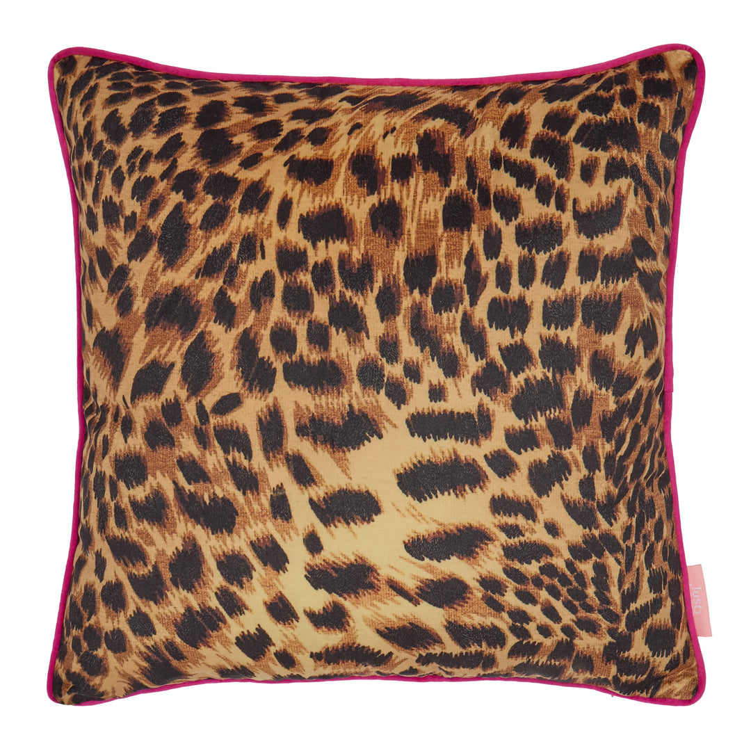 Lady Leopard Square Cushion in Authentic Brown and Black