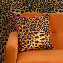 Lady Leopard Square Cushion in Authentic Brown and Black