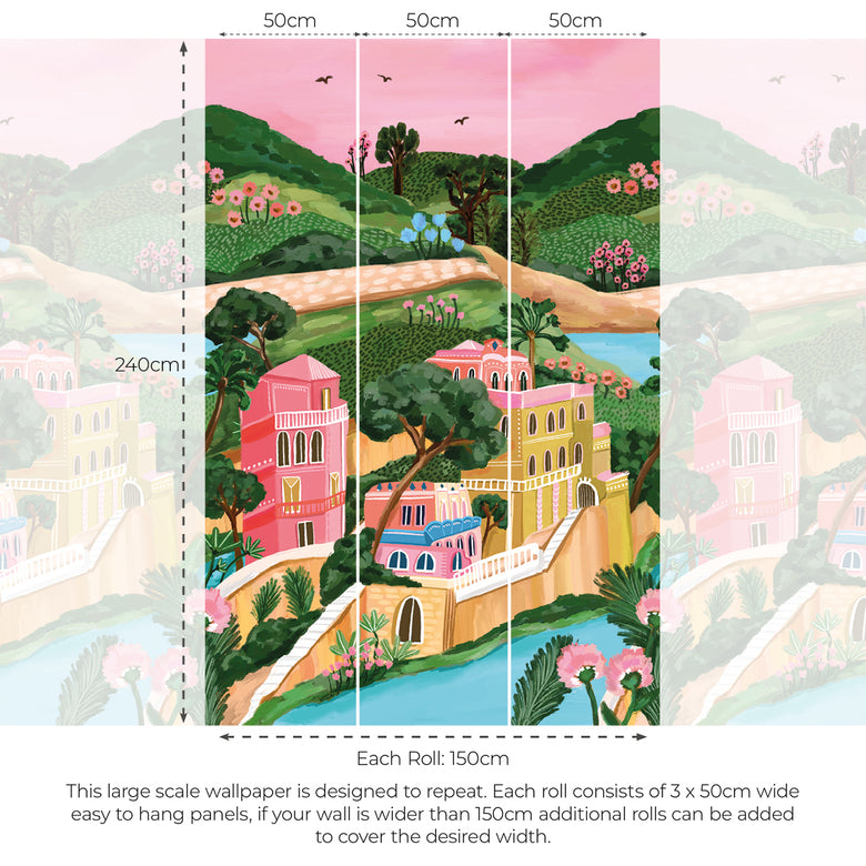 Portofino Dreams Wallpaper in Multicoloured