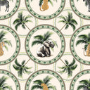 Law of the Jungle Wallpaper in Greens on Cream