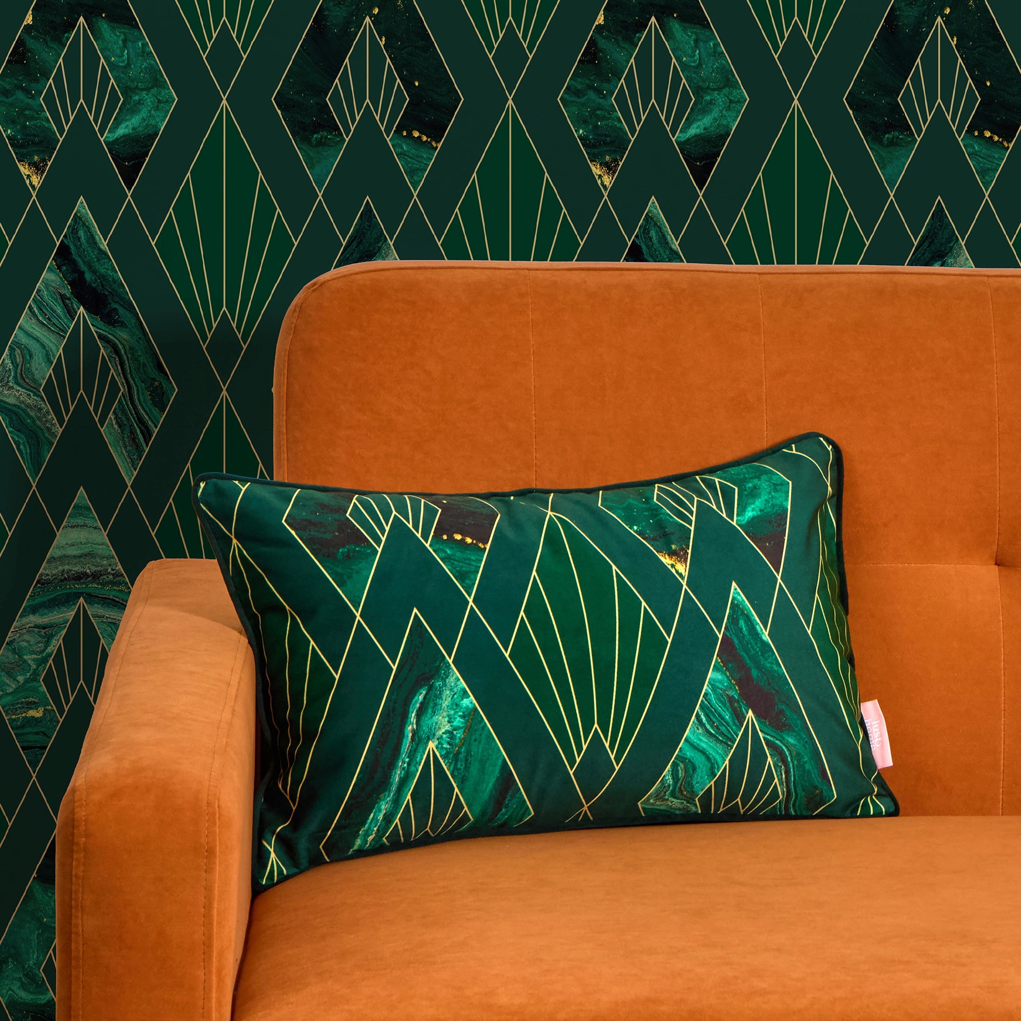 Leonardo Bolster Cushion in Green Marble