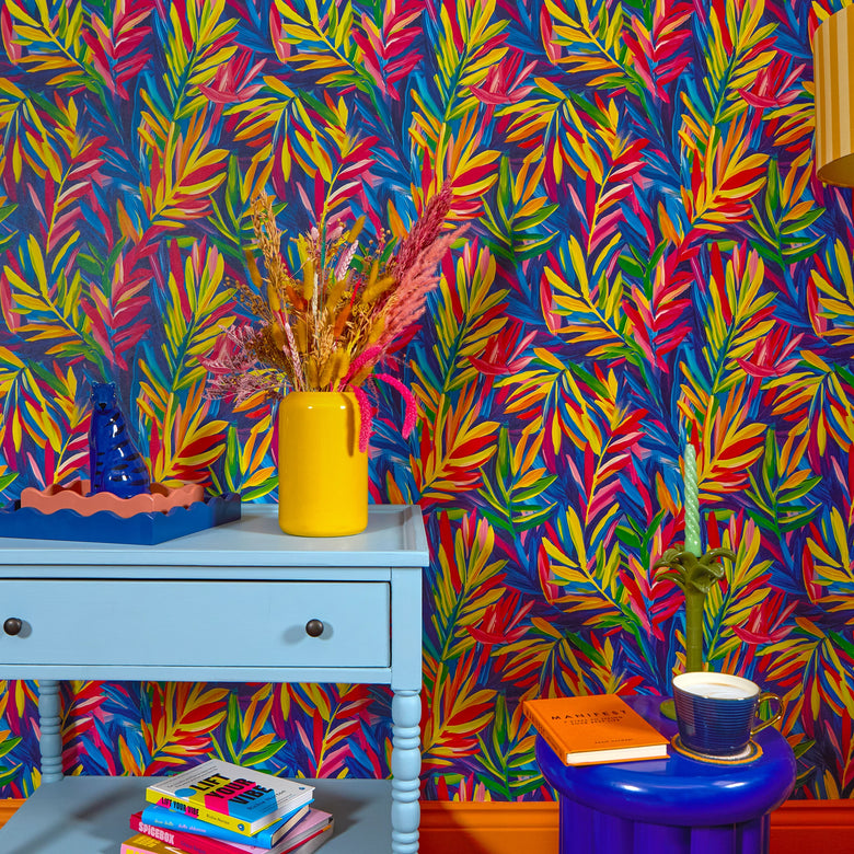 Let's get Tropical Wallpaper in Blues and Brights