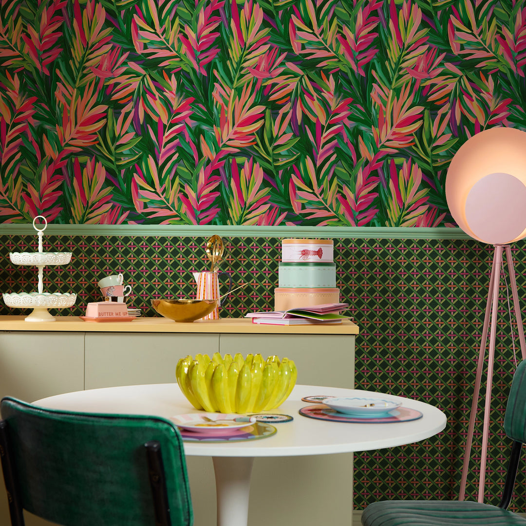 Let's get Tropical Wallpaper in Greens and Brights