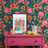 Life’s a Peach Wallpaper in Peachy Pink on Teal – Lust Home