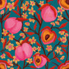 Sample of Life's a Peach Wallpaper in Peachy Pink on Teal