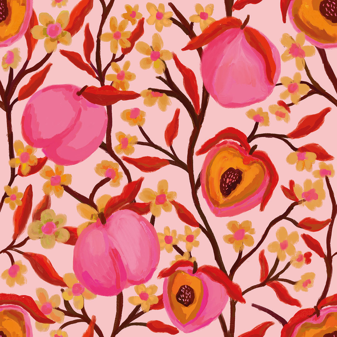 Sample of Life's a Peach Wallpaper in Peachy Pinks