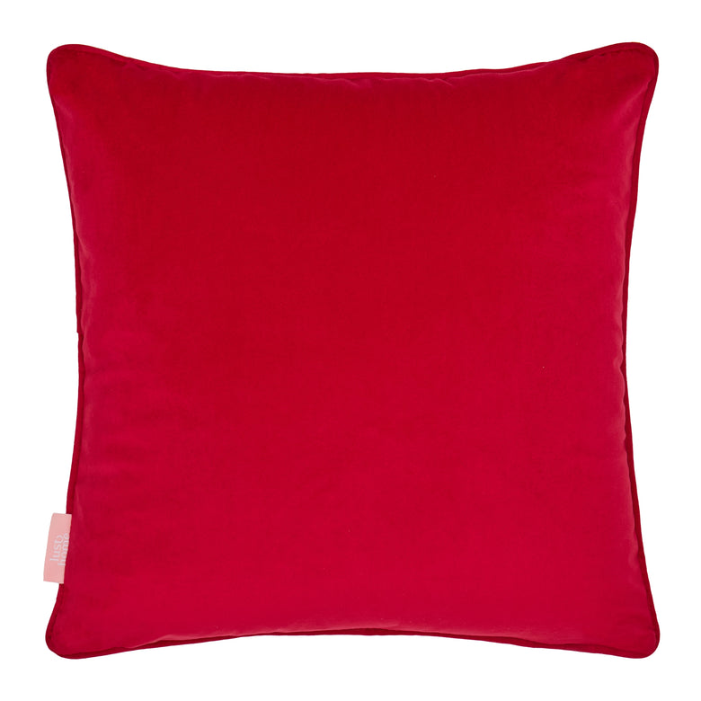 Lucky Cat Square Cushion in Navy, Jasmine White and Crimson