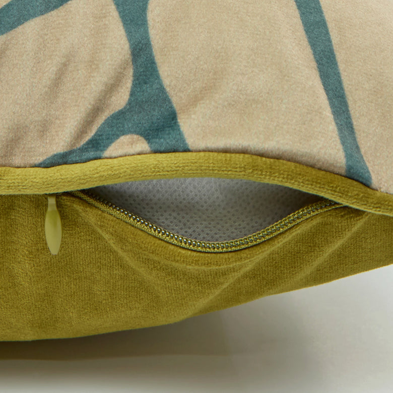 Mad for Matisse Bolster Cushion in Walnut, Wasabi on Teal