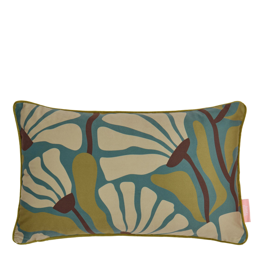 Mad for Matisse Bolster Cushion in Walnut, Wasabi on Teal