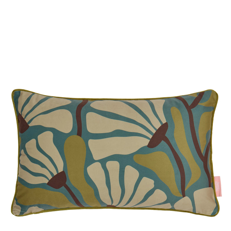 Mad for Matisse Bolster Cushion in Walnut, Wasabi on Teal