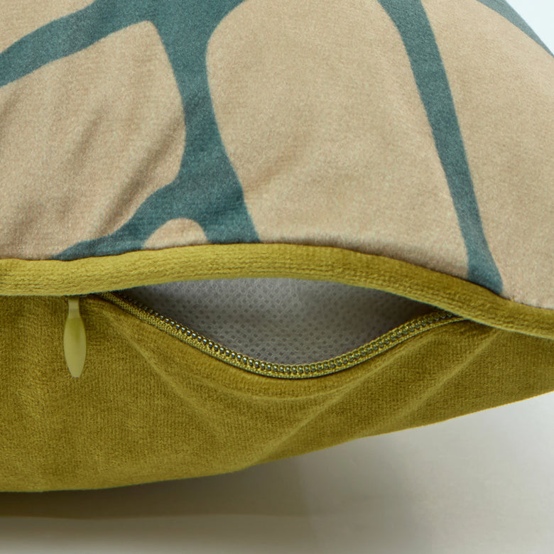 Mad for Matisse Square Cushion in Walnut, Wasabi on Teal