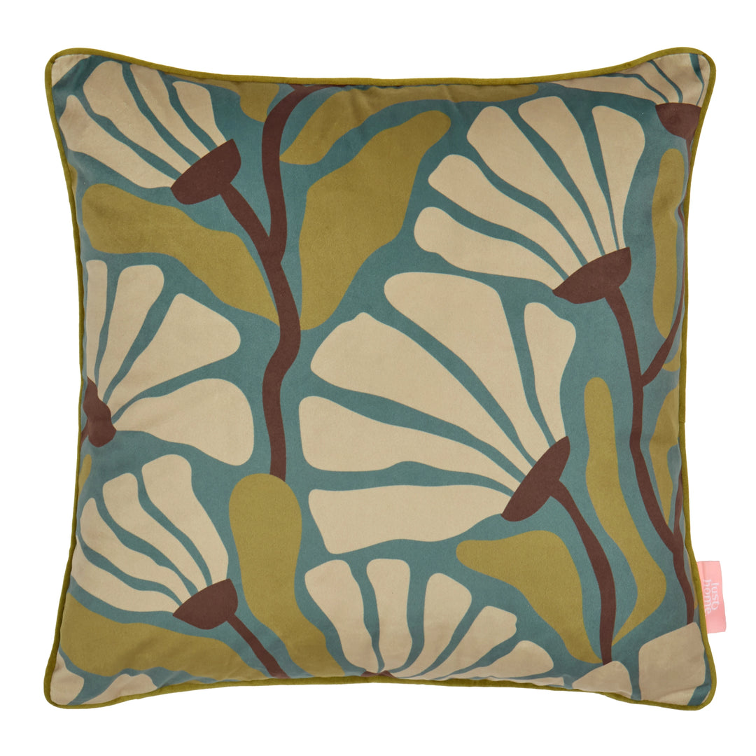 Mad for Matisse Square Cushion in Walnut, Wasabi on Teal