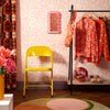 Roomset of matisse pattern wallpaper in candy floss pink colourway