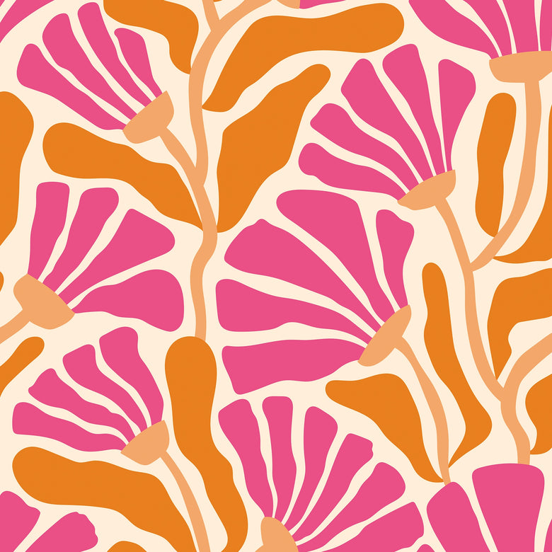 Mad for Matisse Wallpaper in Raspberry and Orange Fizz