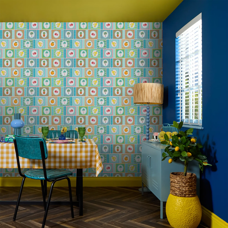 Mattonella Motif Wallpaper in Multicoloured