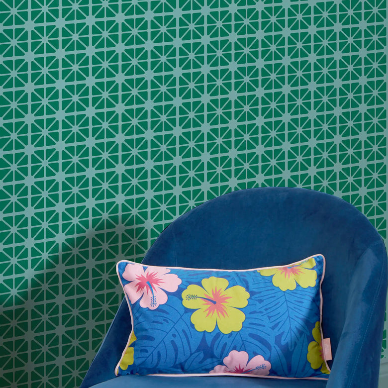 EST Lattice Wallpaper in Green and Teal