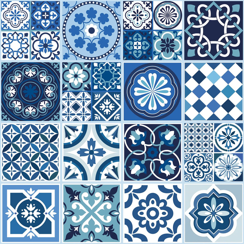 Sample of Moorish Mosaic Wallpaper in Mediterranean Blue