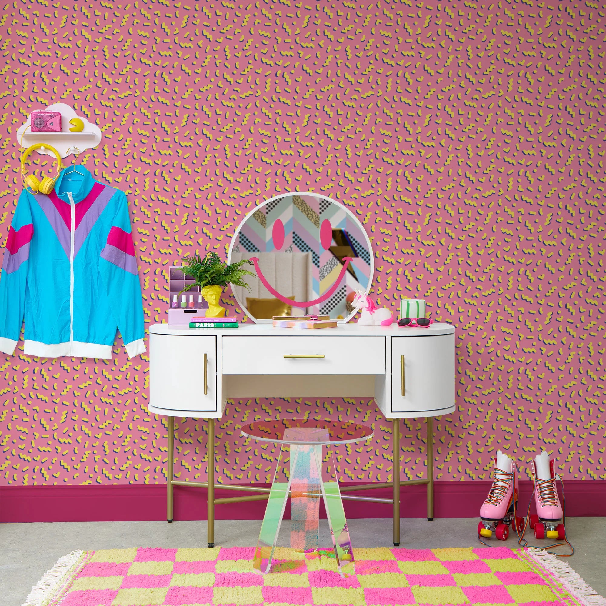 Move To The Music Wallpaper in Grapefruit and Fluorescent Yellow