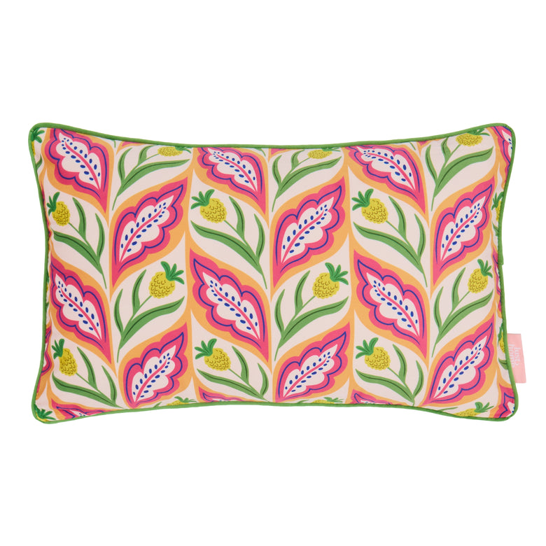 Not A Petal Out Of Place Bolster Cushion in Pinks, Orange & Yellow
