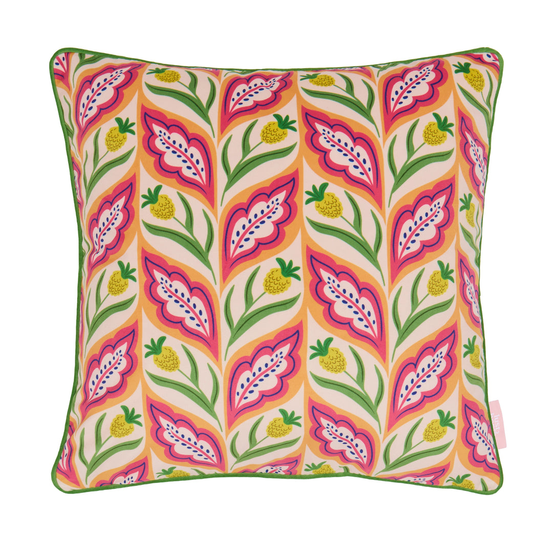 Not A Petal Out Of Place Square Cushion in Pinks, Orange & Yellow