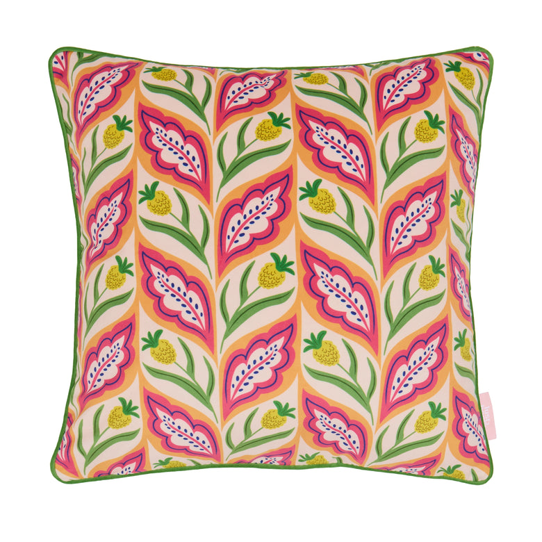 Not A Petal Out Of Place Square Cushion in Pinks, Orange & Yellow