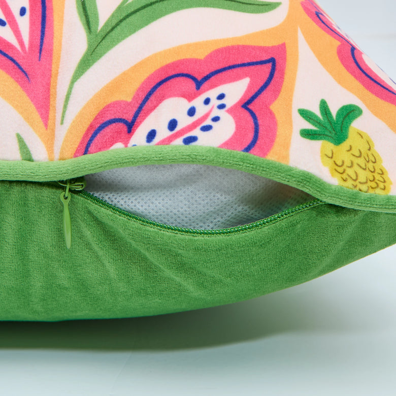 Not A Petal Out Of Place Square Cushion in Pinks, Orange & Yellow