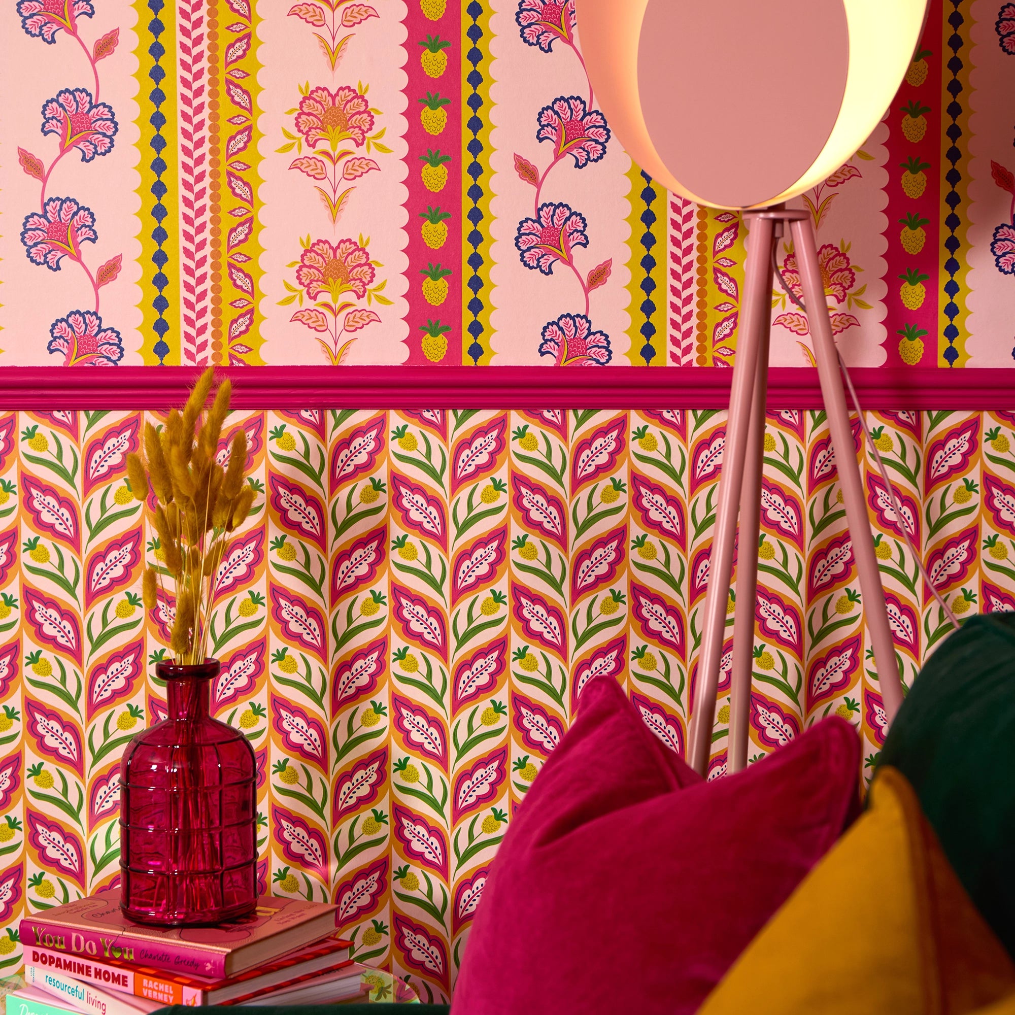 Not a Petal out of Place Wallpaper in Pinks, Orange and Yellow