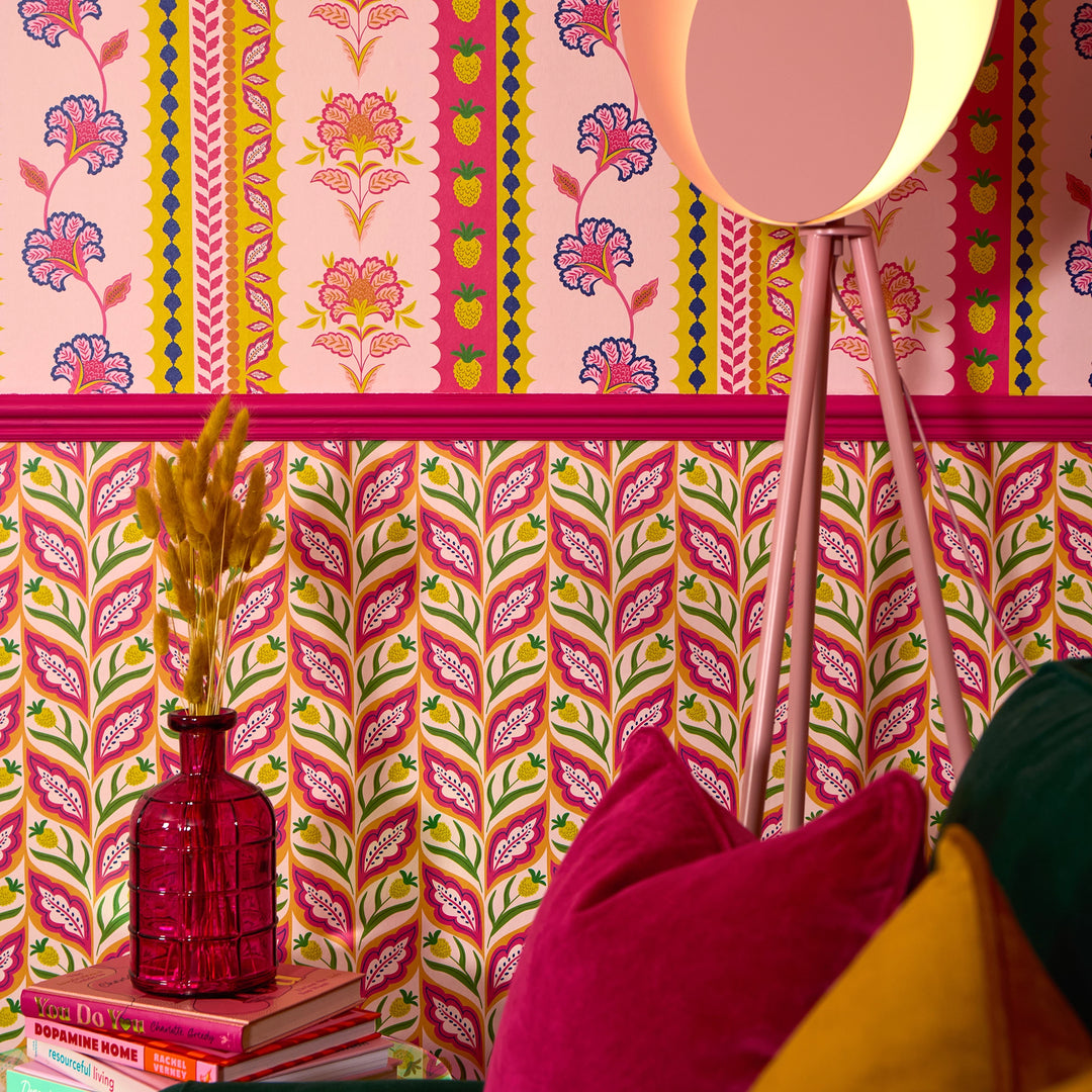 Not a Petal out of Place Wallpaper in Pinks, Orange and Yellow