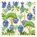 Out of the Blue Fabric in Blue and Green on Cream