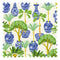 Out of the Blue Fabric in Blue and Green on Cream