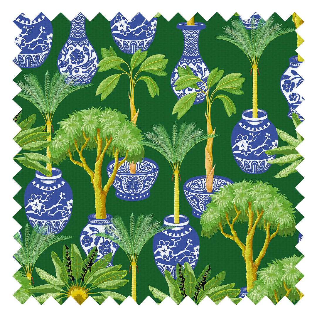 Out of the Blue Fabric in Blue and Green on Green