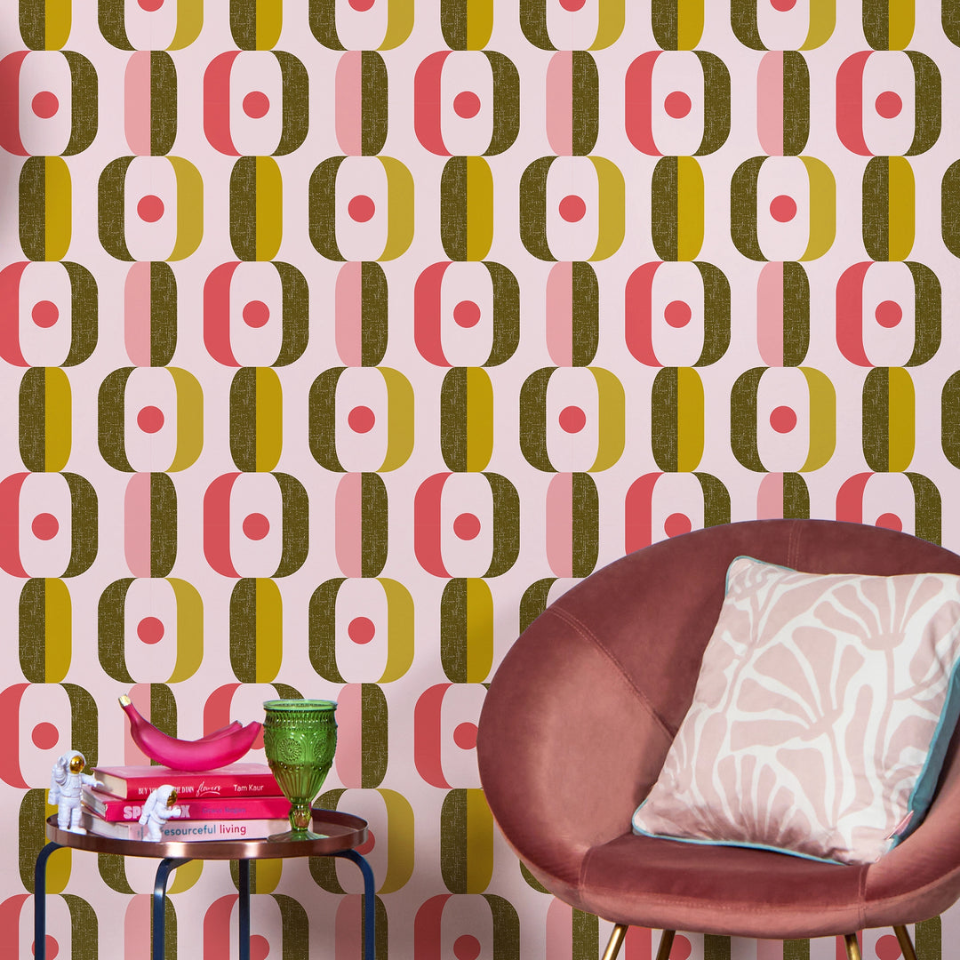 Oval-load Wallpaper in Candy Pink