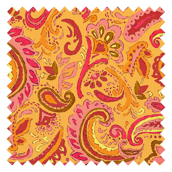 Paisley Party Fabric in Sunset Pinks on Sunrise Orange